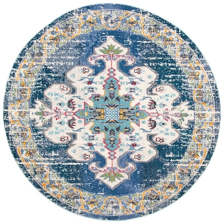 Safavieh 3 x 3 ft. Madison 400 Power Loomed Round Area Rug; Navy & Grey MAD452M-3R